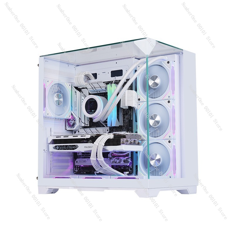Pc Chassis - เคสคอมพิวเตอร์ ATX สำหรับเล่นเกม กระจกนิรภัยแบบพาโนรามา รองรับพัดลม 7