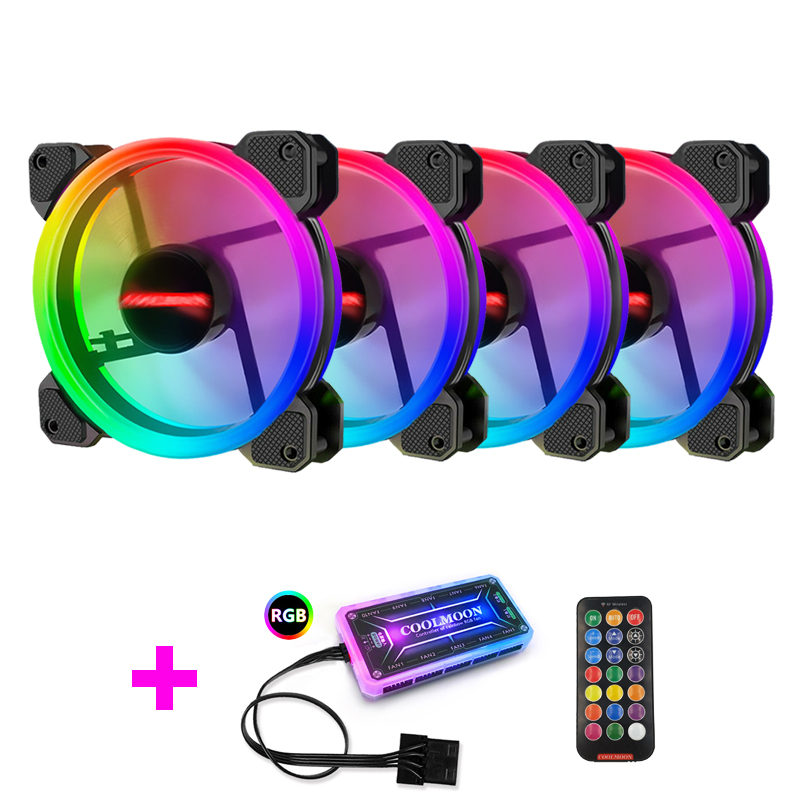 Case Fan Controller - พัดลมระบายความร้อนสำหรับเคสคอมพิวเตอร์ Coolmoon พร้อมไฟ RGB และรีโมท IR